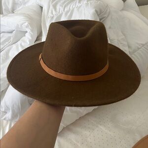Brown Felt Hat with Tan Band